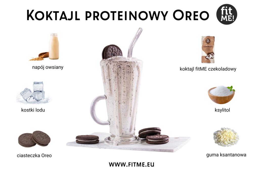 Koktajl proteinowy Oreo to doskonała propozycja dla tych, którzy pragną cieszyć się smakiem czekolady bez wyrzutów sumienia. Podstawą tego koktajlu jest napój owsiany, bogaty w błonnik i minerały, który nadaje mu odpowiednią konsystencję. Ksylitol, użyty jako słodzik, dodaje słodyczy, a jednocześnie pomaga utrzymać stabilny poziom cukru we krwi.