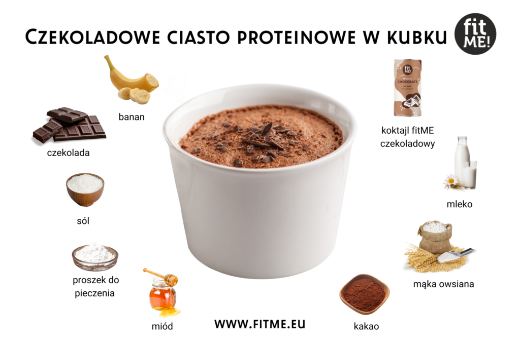 Proteinowe ciasto czekoladowe w kubku to szybki, prosty i zdrowy przepis na pyszny deser czy przekąskę, który można przygotować w zaledwie kilka minut. Dzięki zrównoważonej kombinacji składników, takich jak koktajl fitME czekoladowy, banan, mąka owsiana i kakao, to ciasto dostarcza nie tylko białka, ale także cennych składników odżywczych. Idealne rozwiązanie dla osób szukających alternatywy dla tradycyjnych słodyczy, które nie tylko zaspokoi ich łaknienie na coś słodkiego, ale również wspomoże ich w dążeniu do zdrowszego trybu życia.