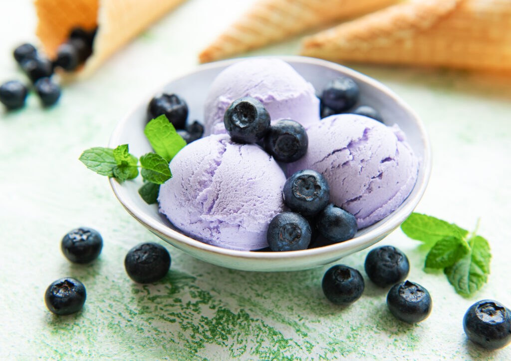Proteinowe lody twarogowe z borówkami