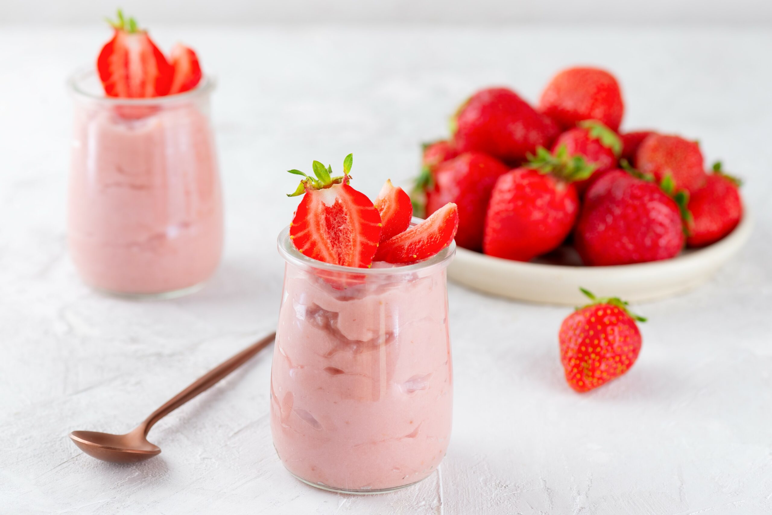 Proteinowy mus truskawkowy