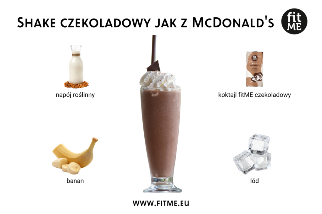 Shake czekoladowy jak z McDonald to ikona smaku, która wyróżnia się swoją intensywną czekoladową nutą i kremową konsystencją. Bazując na składnikach takich jak mleko lub napój roślinny, ten napój oferuje nie tylko niezapomniany smak, ale także bogactwo wrażeń sensorycznych. Dodatek odchudzającego koktajlu fitME czekoladowego intensyfikuje głębię smaku czekolady, zachowując jednocześnie lekkość i zdrową alternatywę dla tradycyjnych deserów.
