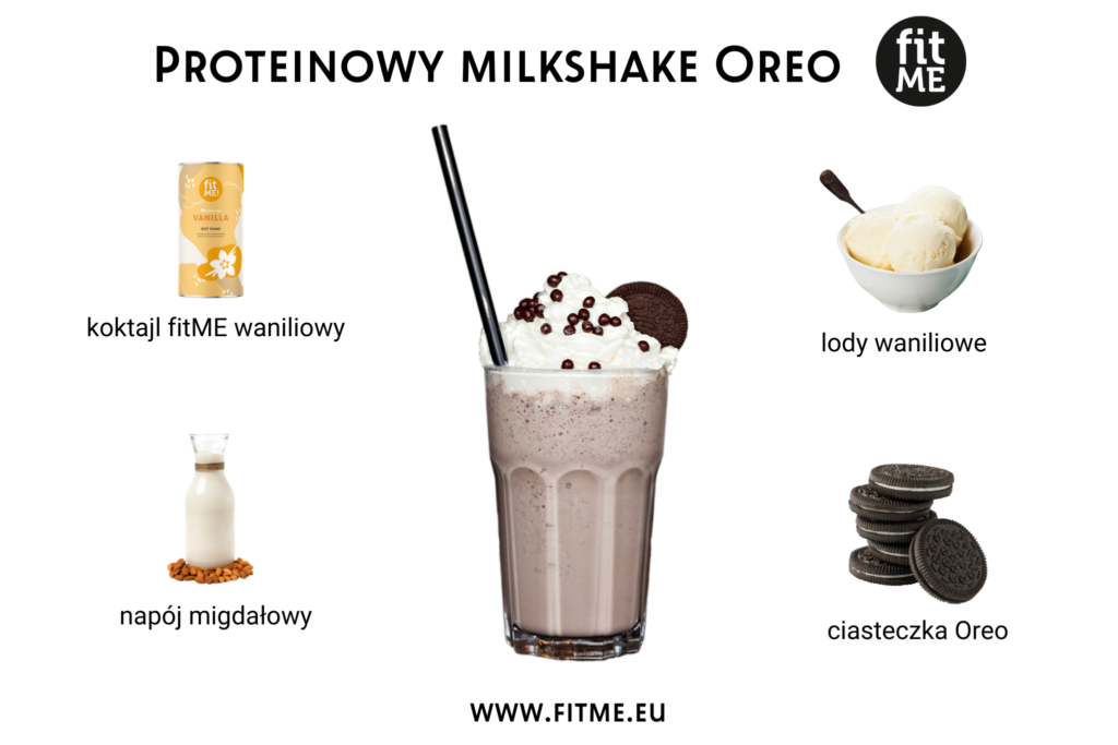 Proteinowy milkshake Oreo to nie tylko pyszna przekąska, ale także pełnowartościowy posiłek, który może służyć jako zdrowa alternatywa dla tradycyjnych deserów. Składający się z napoju migdałowego, koktajlu fitME waniliowego, lodów waniliowych i ciasteczek Oreo, ten milkshake dostarcza nie tylko wyjątkowego smaku, ale także wartości odżywczych niezbędnych do utrzymania zdrowia i dobrej kondycji fizycznej.