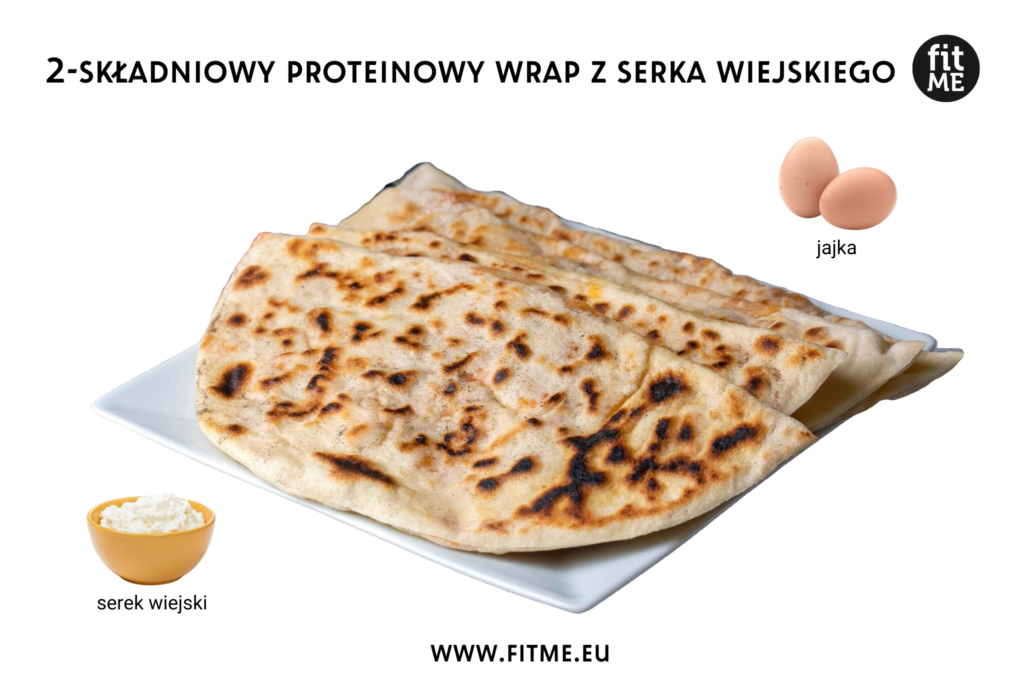 2-składnikowy proteinowy wrap z serka wiejskiego to świetna propozycja dla osób szukających prostego, ale pełnowartościowego posiłku. W jego składzie znajdziemy tylko dwa podstawowe, zdrowe składniki: serek wiejski i jajko. Serek wiejski jest znany ze swojego wysokiego poziomu białka, które wspomaga regenerację mięśni, co czyni go idealnym wyborem dla osób aktywnych fizycznie. Dodatkowo, serek wiejski jest niskokaloryczny i zawiera niewielką ilość tłuszczu, dzięki czemu doskonale wpisuje się w dietę osób dbających o sylwetkę. To także bogate źródło wapnia, który wzmacnia kości oraz wspomaga zdrowie zębów.