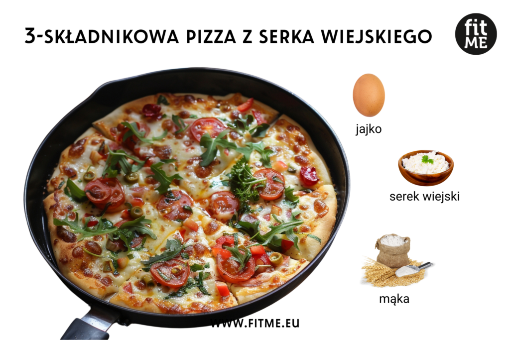 Pizza z serka wiejskiego to zdrowa i smaczna alternatywa dla tradycyjnej pizzy, idealna dla osób dbających o sylwetkę i zdrową dietę. W jej skład wchodzą tylko trzy proste składniki: serek wiejski, jajka i mąka. Dzięki wysokiej zawartości białka pochodzącego z serka wiejskiego, taka pizza nie tylko syci na dłużej, ale również wspiera regenerację mięśni, co jest szczególnie ważne dla osób aktywnych fizycznie. Dodatkowo, serek wiejski jest bogaty w wapń, co sprzyja zdrowiu kości i zębów.