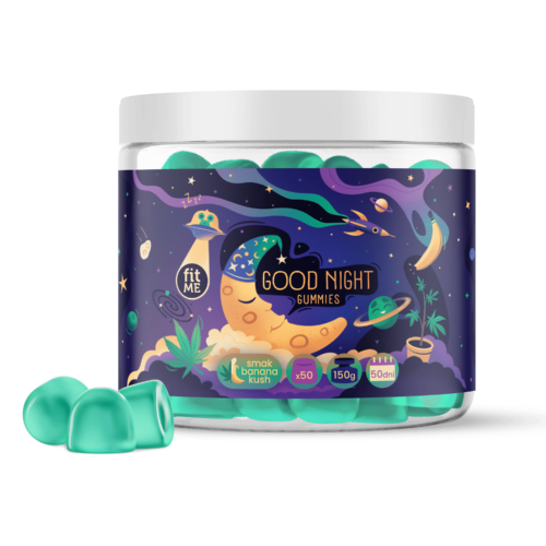 Good Night Gummies 150g to innowacyjny suplement diety w formie smacznych żelek, który wspiera proces zasypiania i regeneracji organizmu podczas snu. Dzięki starannie opracowanej formule, zawierającej kluczowe składniki aktywne, takie jak CBD, CBN i melatonina, żelki pomagają wyciszyć ciało i umysł, zapewniając głęboki, nieprzerwany odpoczynek. Wegański skład i wyjątkowy smak Banan Kush sprawiają, że codzienna suplementacja staje się nie tylko skuteczna, ale i przyjemna.