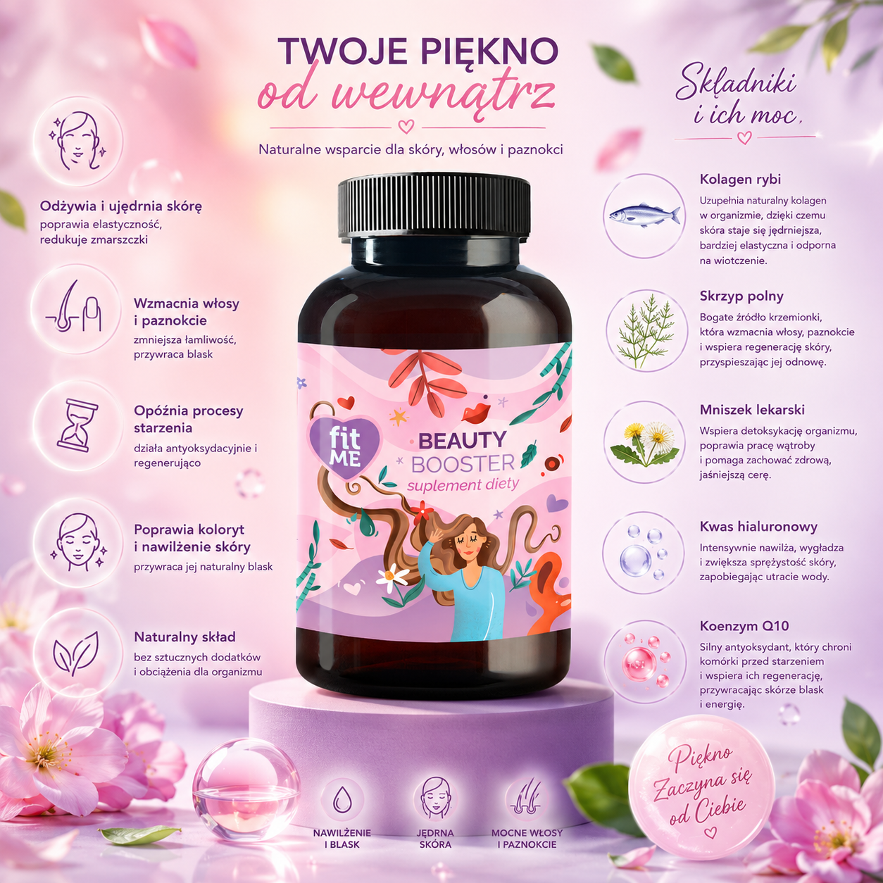 Suplement na piękną cerę i włosy Beauty Booster w kapsułkach - obrazek 2