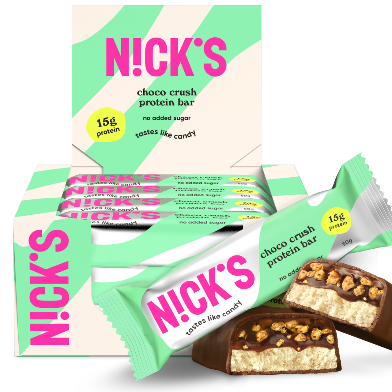 Nick's Protein Bar Choco Crush 50g – Baton Proteinowy Bez Cukru 15g białka - obrazek 2