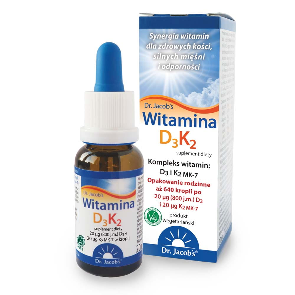 Witamina D3 K2 MK7 Krople 20ml 800 IU 640 Porcji - Dr Jacobs - obrazek 3