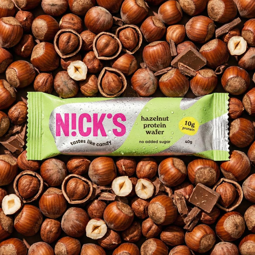 NICK'S Protein Wafer Hazelnut 40 g – Proteinowy Orzech Laskowy Bez Cukru - obrazek 5